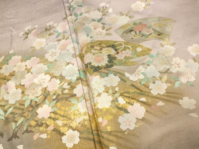 平和屋着物○本場染大島紬 訪問着 絞り 舞花文 金彩 正絹 逸品 DAAU5595ps