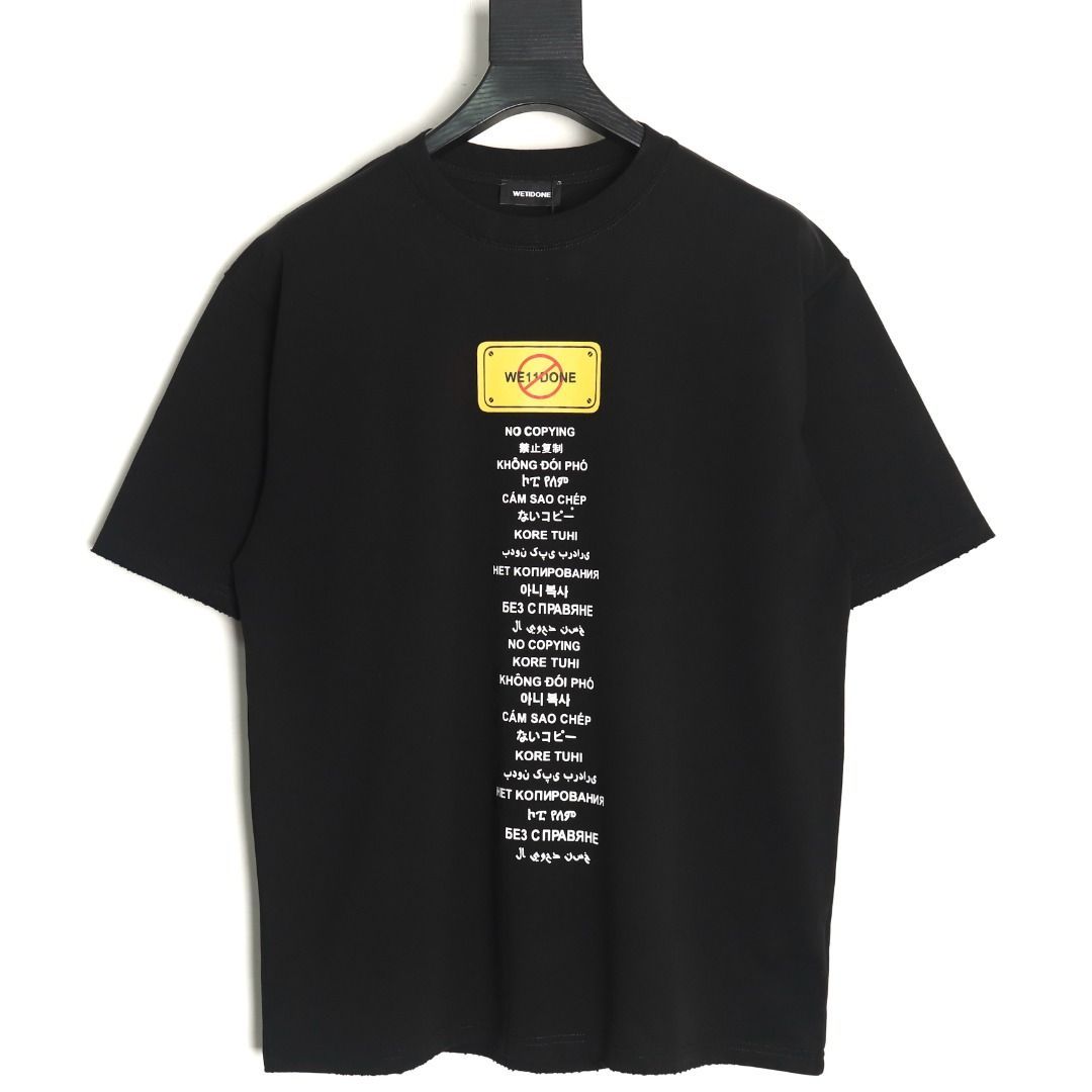 We11 Done 警告スローガンプリントクルーネックTシャツ半袖 男女兼用