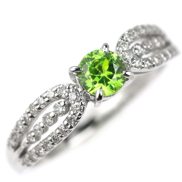 希少 K18WG デマントイドガーネット ダイヤモンド リング 0.41ct D0  