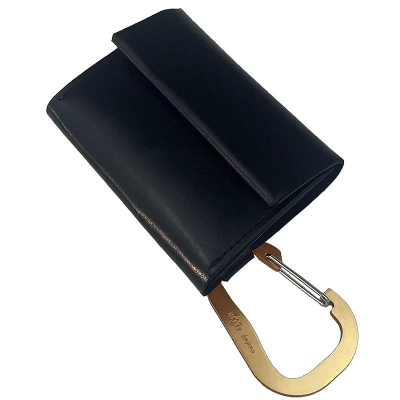 新着商品 クリフ 財布 ウォレット メンズ コンパクト カード ミニ財布 本革 真鍮 カラビナ-ブラック