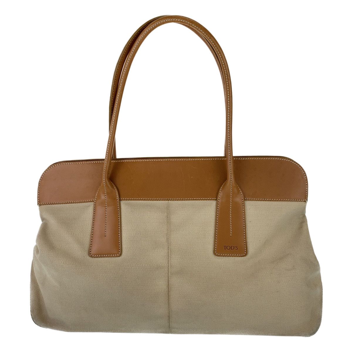 TODS ベージュとブラウンのハンドバッグ トッズ TOD'S TODS ハンドバッグ T TIMELESS Tタイムレス