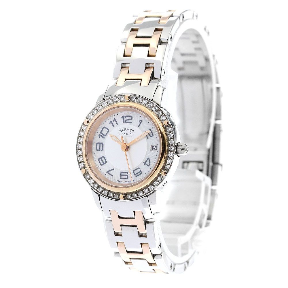 エルメス HERMES CP1.222 クリッパー ダイヤベゼル クォーツ
