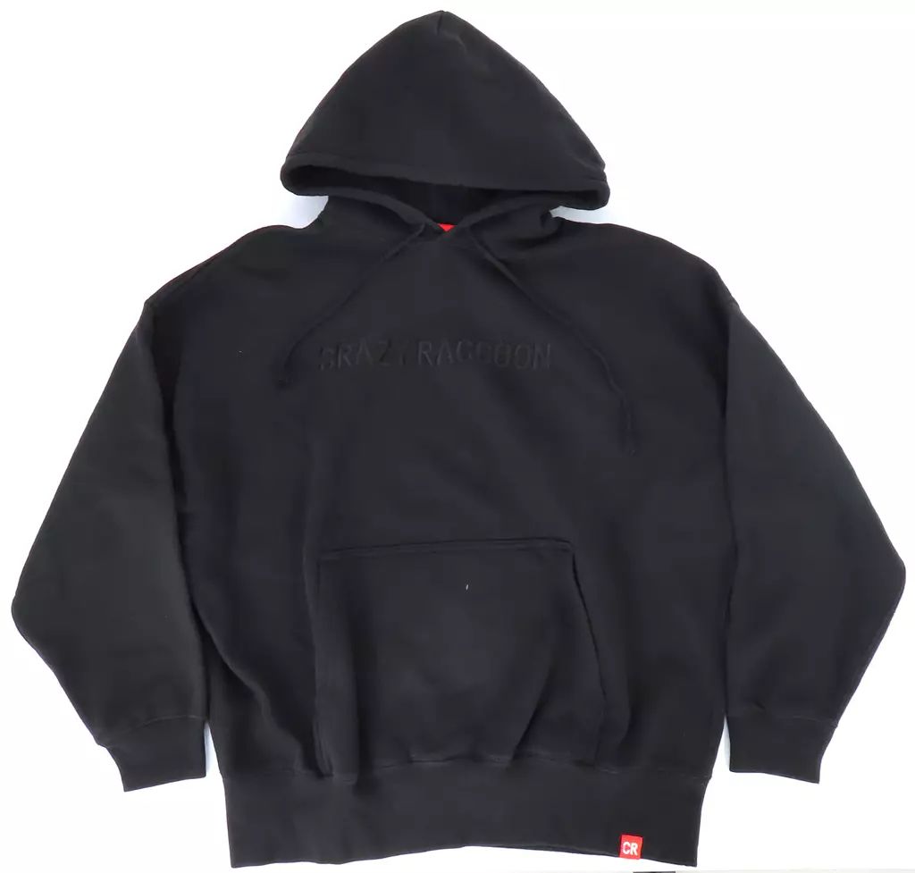アウターウェア Crazy Raccoon LOGO EMBROIDERY HOODIE パーカー ブラック Lサイズ