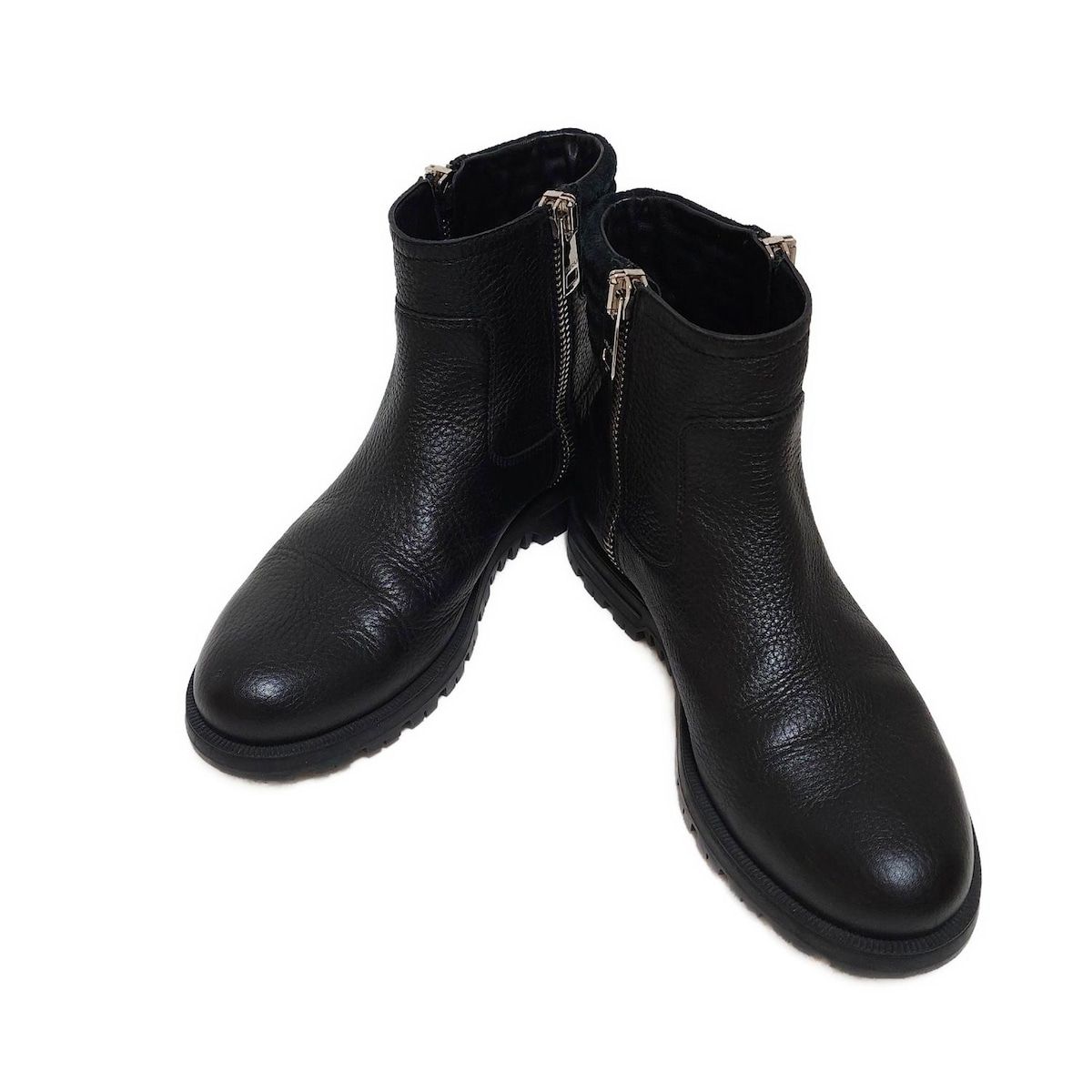 GUCCI グッチ ショートブーツ 37 1 2 レディース - 388050 黒 サイドジップ マイクロGG レザー