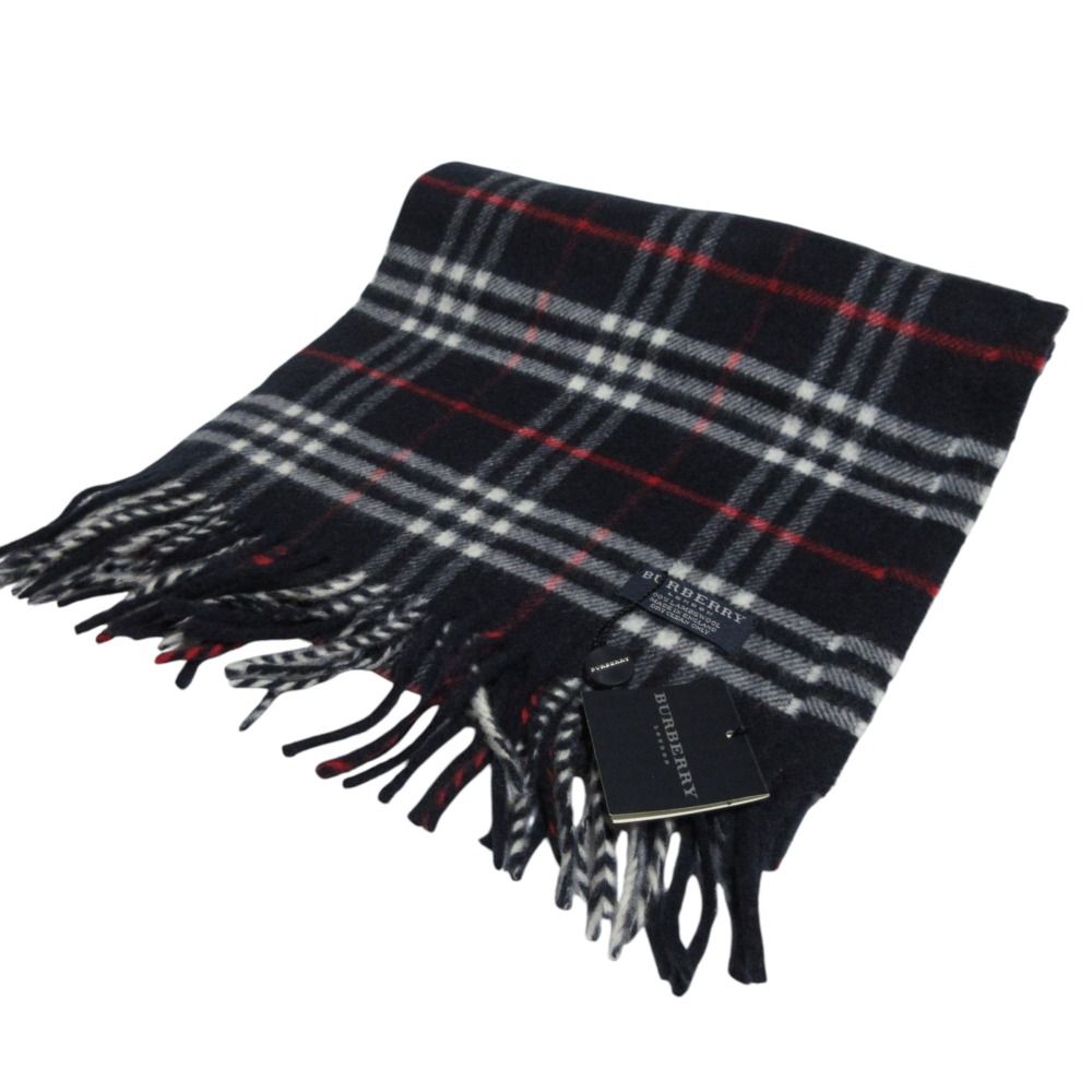 未使用 BURBERRY バーバリー ウール100% ノバチェック フリンジ