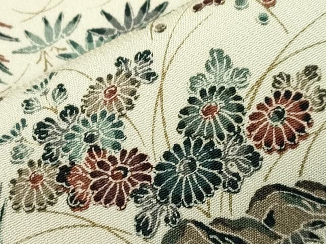 平和屋着物▽上質な小紋 単衣 草花文 金彩 正絹 逸品 AAAS1492oa