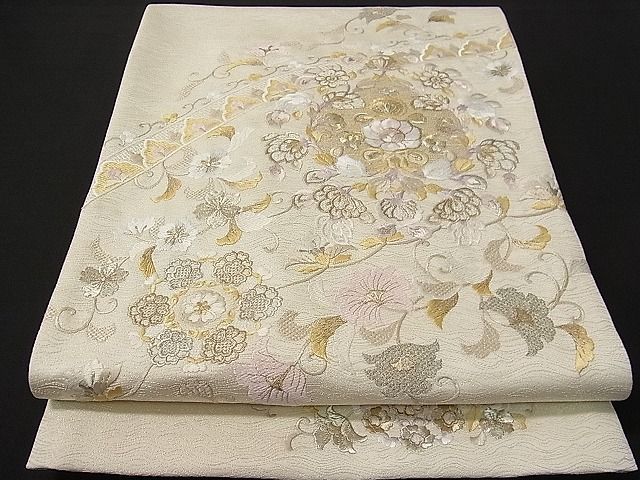 平和屋1□極上 総刺繍 スワトウ刺繍 袋帯 吉祥瑞雲 金銀糸 逸品 1s166 - 帯