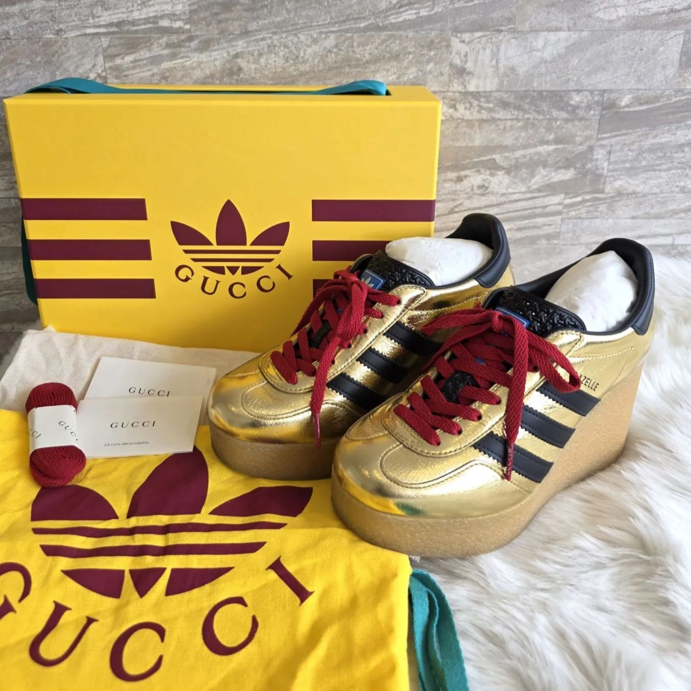 ☆ GUCCI×adidas グッチ×アディダス /ガゼル ロゴデザイン レース 