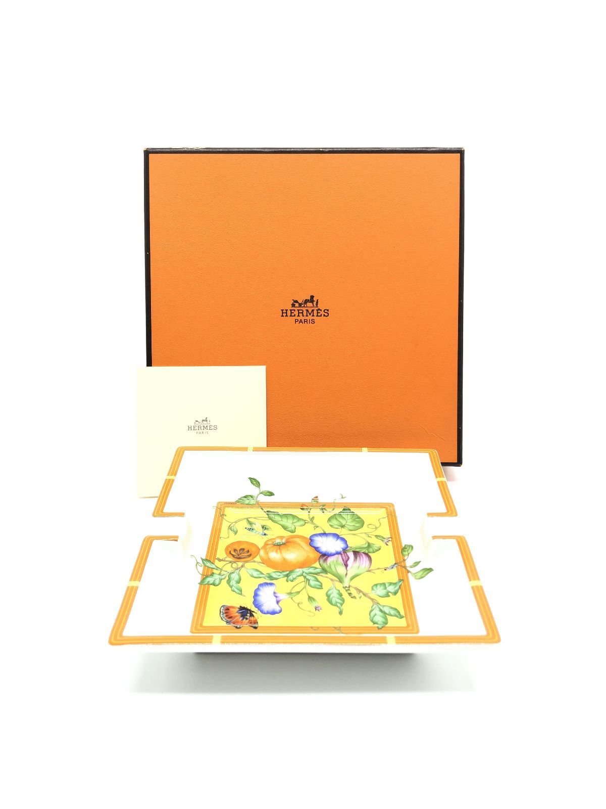 HERMÈS エルメス シガー灰皿 プレート フローラル イエロー
