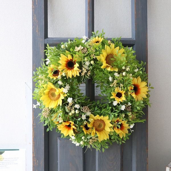 元気いっぱい ひまわりのサマーリース 造花 直送ok 新築祝い 開店祝い 母の日 誕生日 500