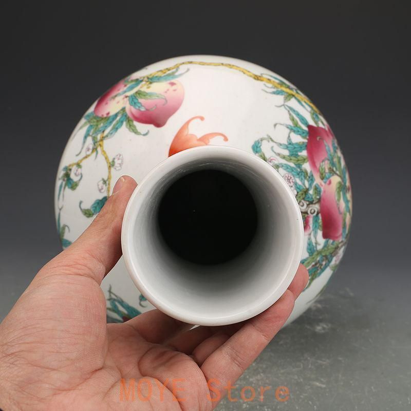乾隆巻き枝の花卉つまむ脽五桃天球瓶 現代工芸品 美術品 装飾品 置物 清乾隆粉彩福寿九桃天球瓶 景徳鎮 陶磁器 装飾品 現代工芸品