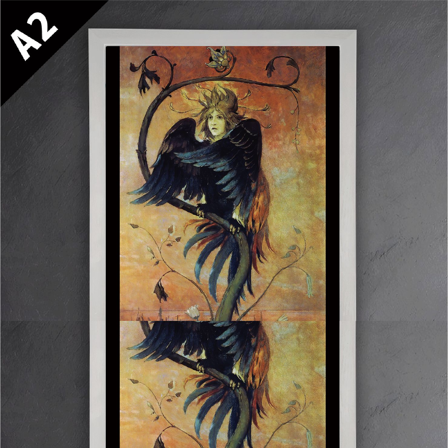 ヴィクトル ヴァスネツォフ ガマユン 予言の鳥 1897年 ロシア ペレジャーニ派 幻想的 アートポスターA2 マット紙 フレーム付 IN