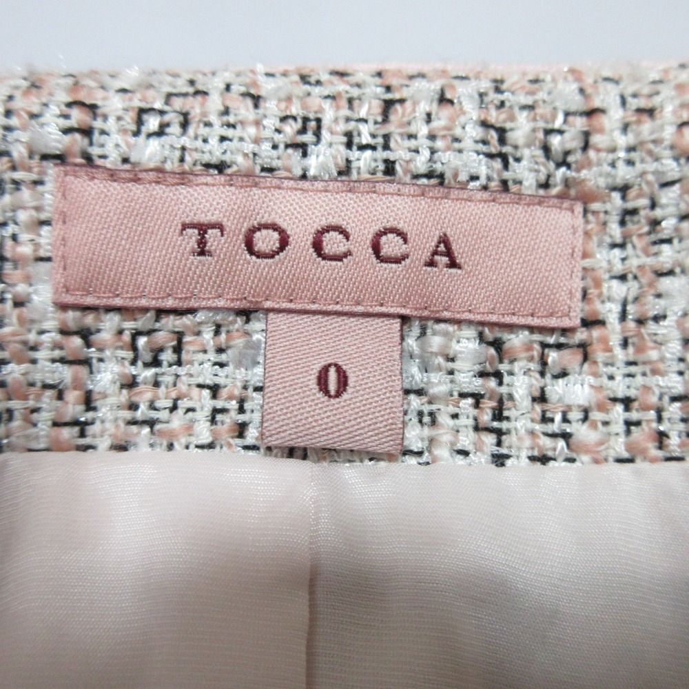 美品 TOCCA トッカ ビジューボタン ノーカラー ツイード