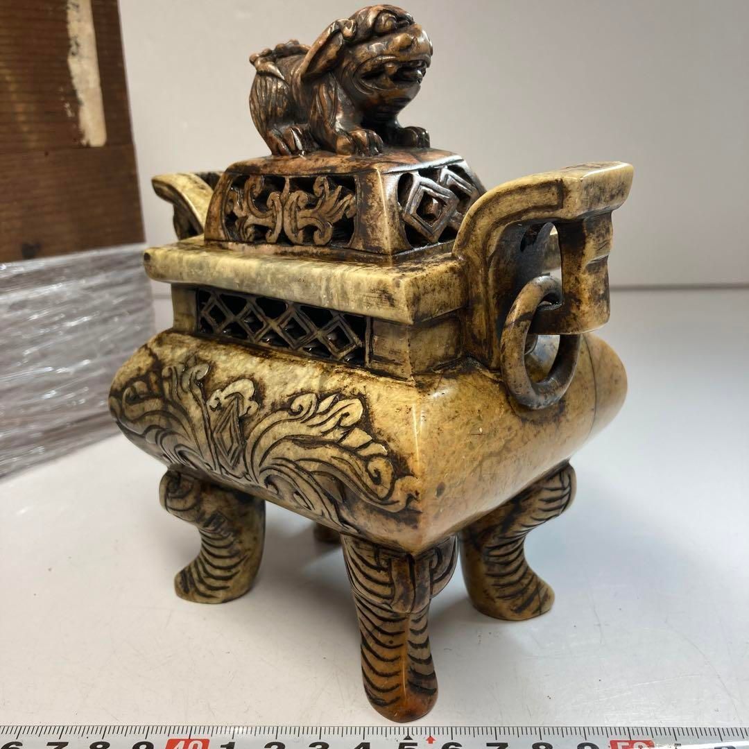 中国古玩 砡製獅子香炉