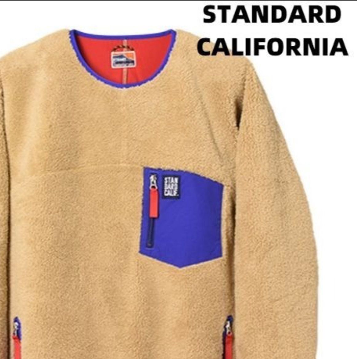 L STANDARD CALIFORNIA SD CLASSIC PILE PULLOVER DLS L 2 BEIGE BLUE カリフォルニア クラッシック パイル プルオーバー