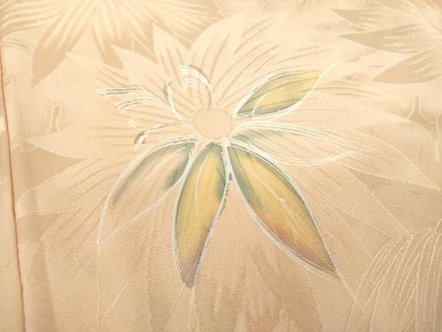 平和屋着物□上質な色無地 花尽くし地紋 黄土色 正絹 逸品 AAAU9531jd