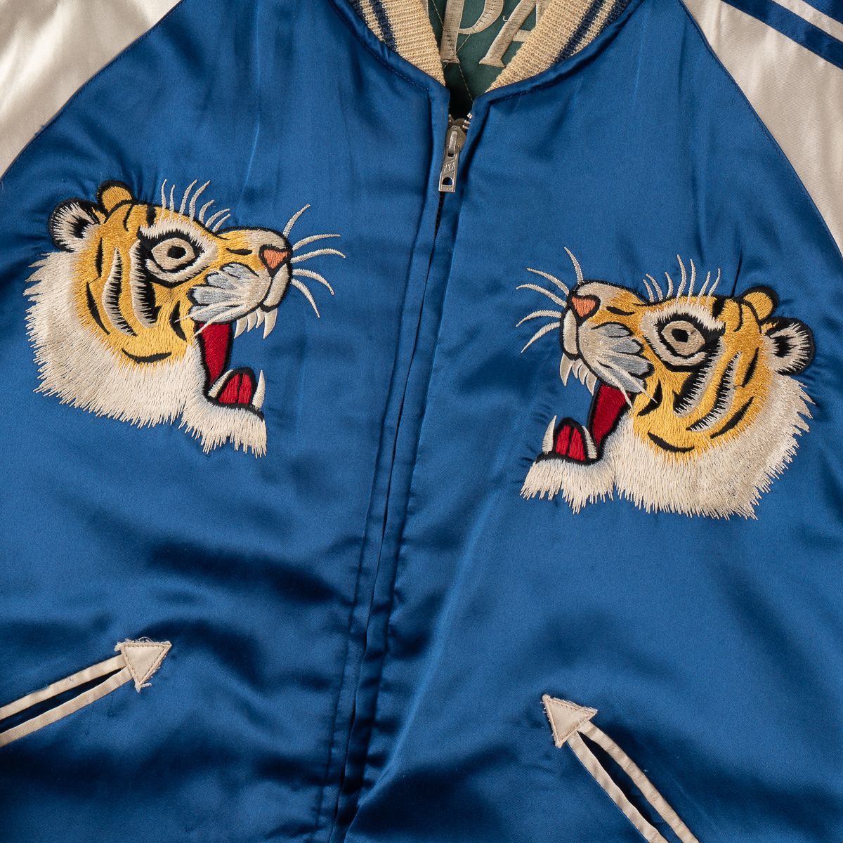 90s テーラー東洋スカジャン M品番 虎x日本地図 リバーシブル M