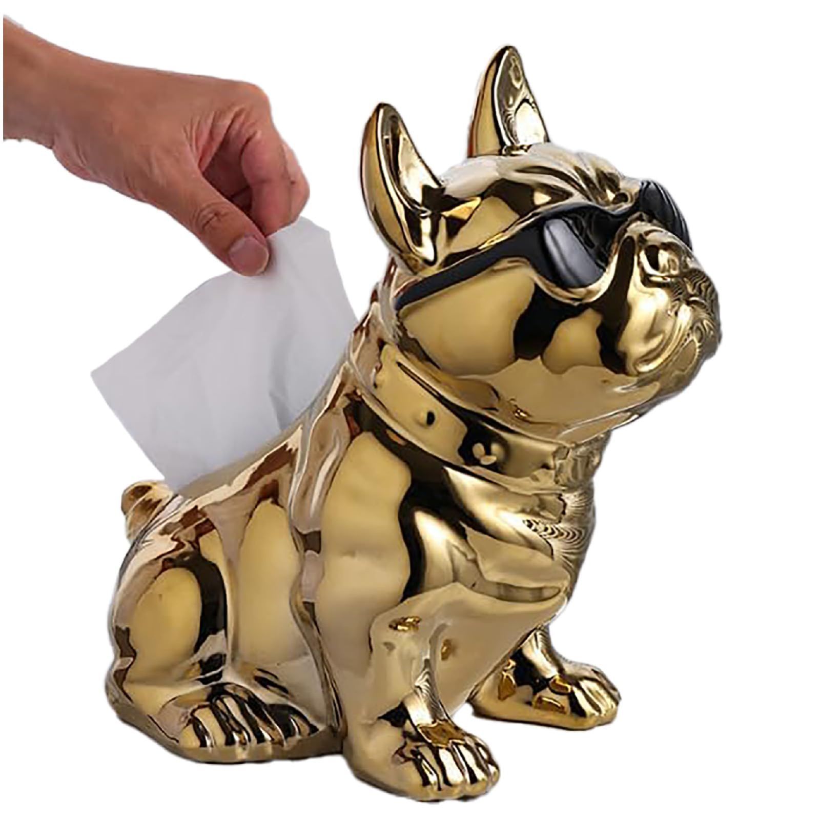 ゴールド 犬の置物 雑貨 インテリア ティッシュケース ティッシュカバー グッズ フレンチブルドッグ Boono
