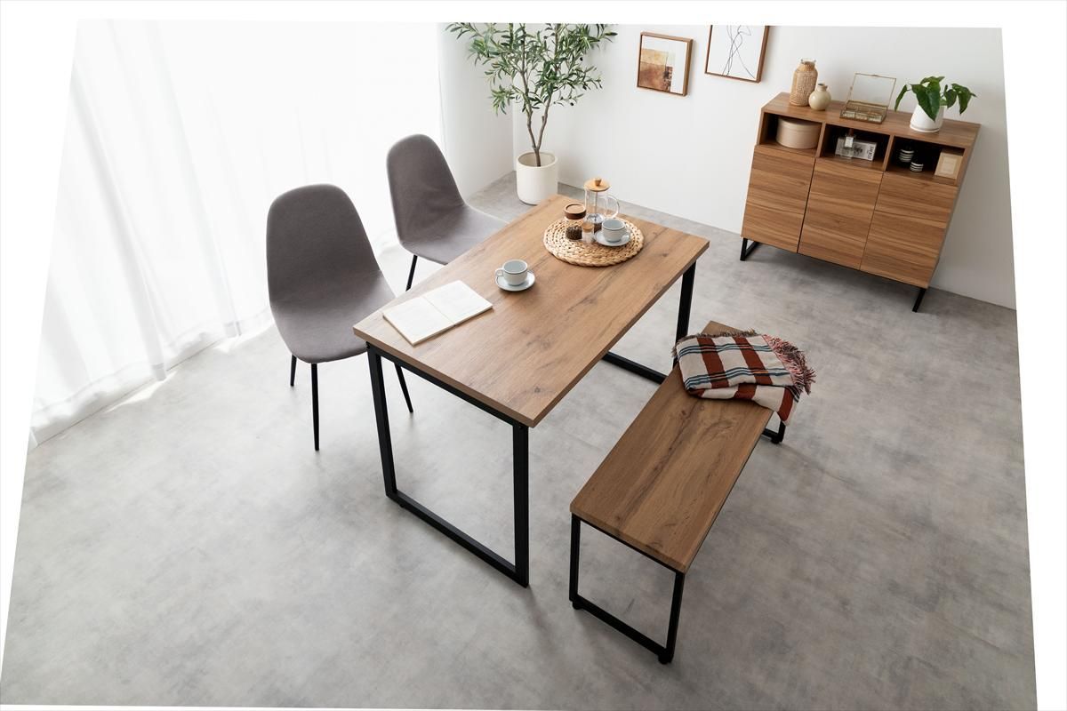 4点セット　Moku幅110cmダイニングテーブル+ダイニングベンチ+チェア2脚 送料無料】Moku モク 幅110 ダイニングセット テーブル チェアー