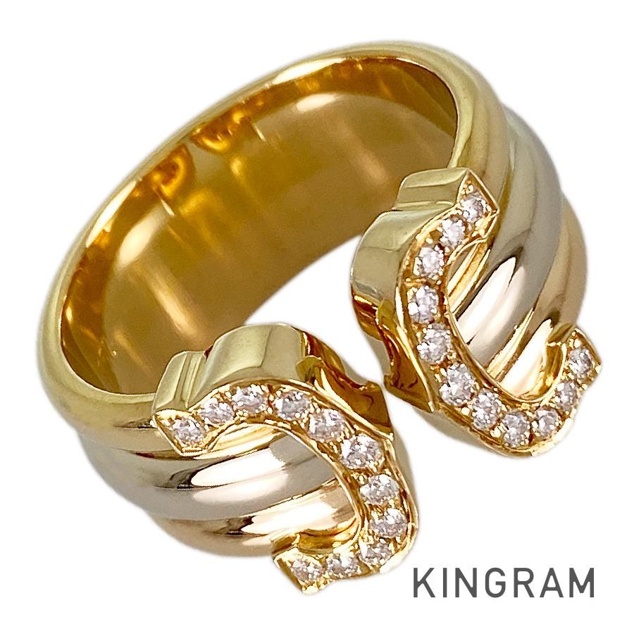 本物美品！CartierダイヤモンドK18YGヒンドゥリング9号#49 箱有り カルティエ CARTIER C2 K18YG ダイヤモンド 9号(49) リング ftj
