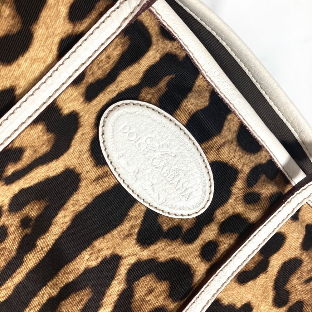 df53 DOLCE＆GABBANA 大容量 本革×金具ロゴ タッセル 豹柄