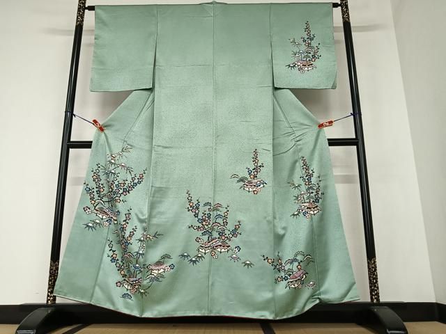 平和屋着物○本場琉球紅型 訪問着 松竹梅風景文 正絹 逸品