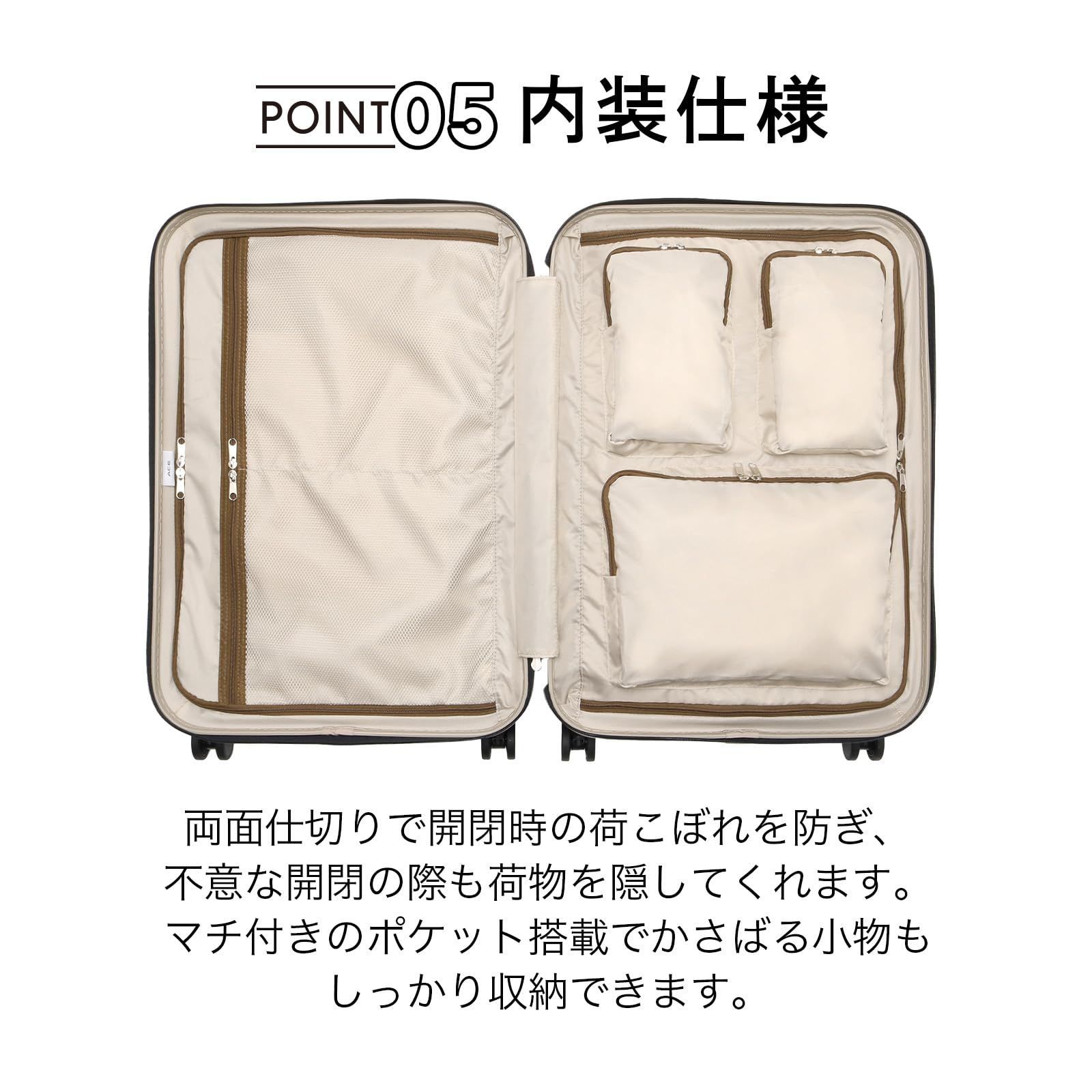 安心 3泊4日 4泊5日 mサイズ 57L 双輪キャスター スーツケース 4.1kg ラディアル ACE エース No.06972 ピーコックグリーン