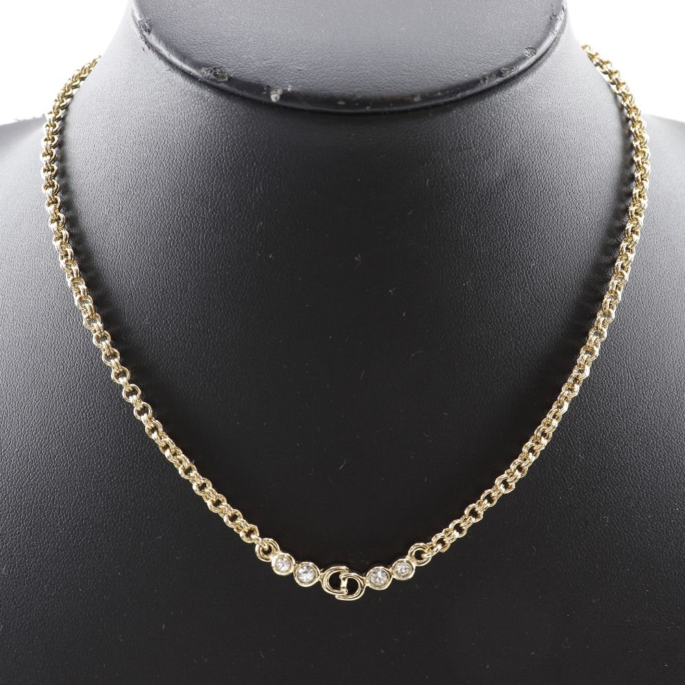 Dior】クリスチャンディオール CDロゴ 金メッキ×ラインストーン  