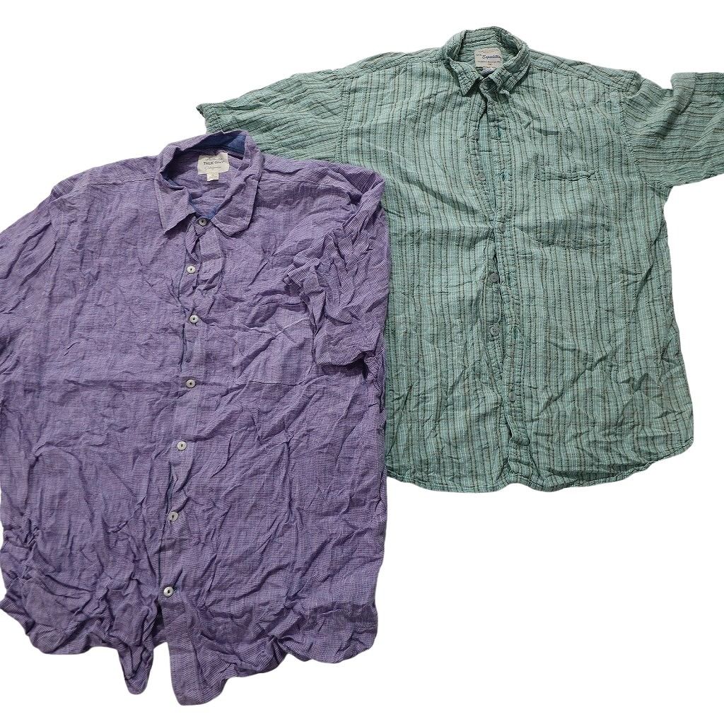 古着卸 まとめ売り チェック柄 半袖シャツ 9枚セット (メンズ Ｍ ) オンブレチェック ウィンドペン 開襟シャツ 中古 古着 NA3986