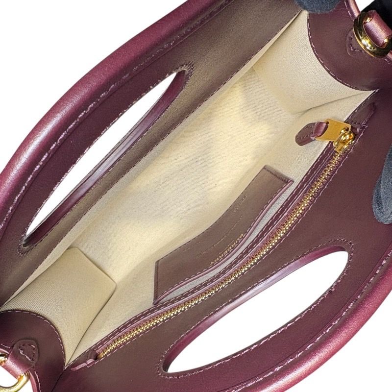 バーバリーロンドン BURBERRY LONDON ミニ ポケットバッグ 8049178 ボルドー ゴールド金具 レザー ベロア レディース ハンドバッグ DECORATOM_COM_BR