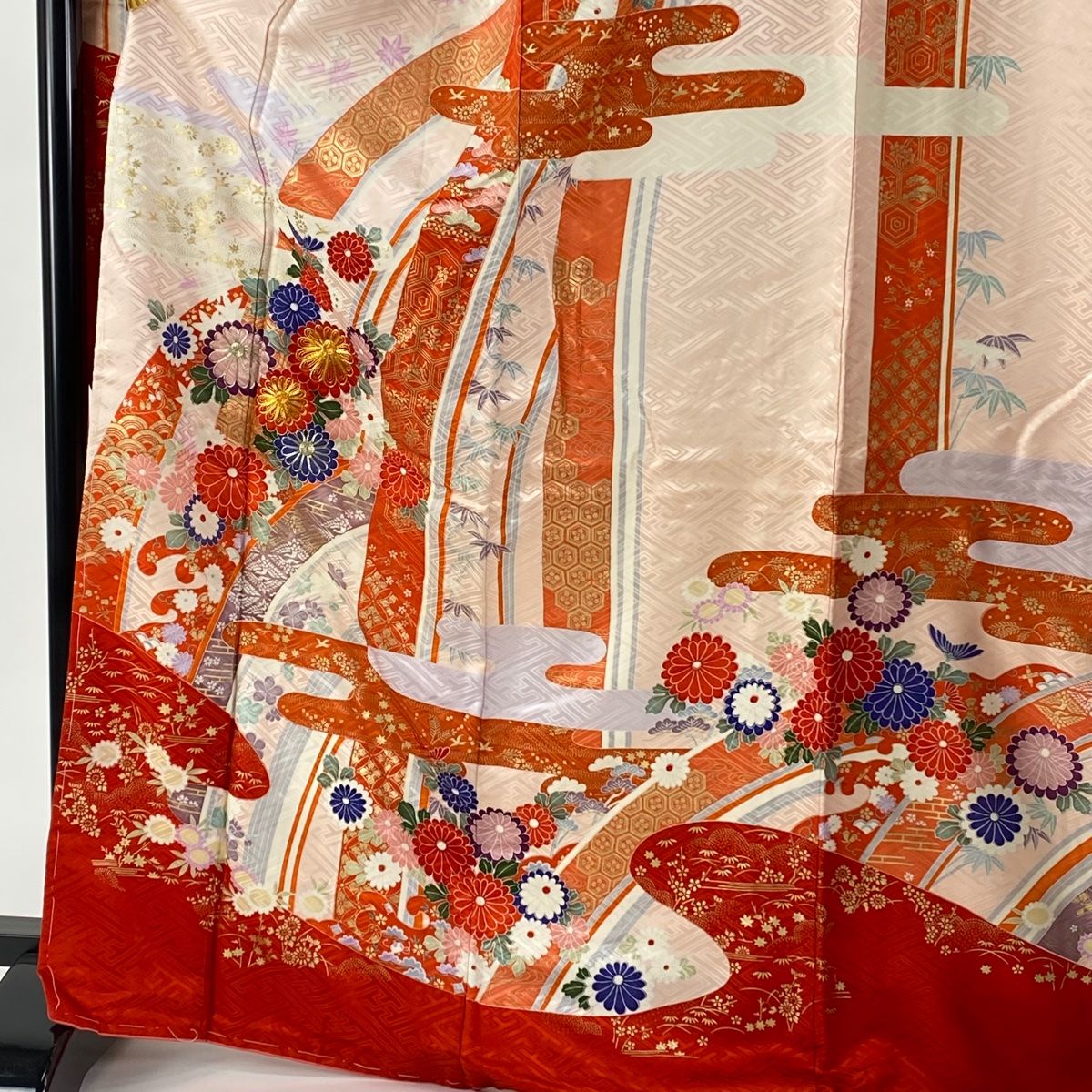 振袖 身丈168.5cm 裄丈66cm M 袷 袋帯フルセット 落款 菊 ヱ霞 金銀糸  