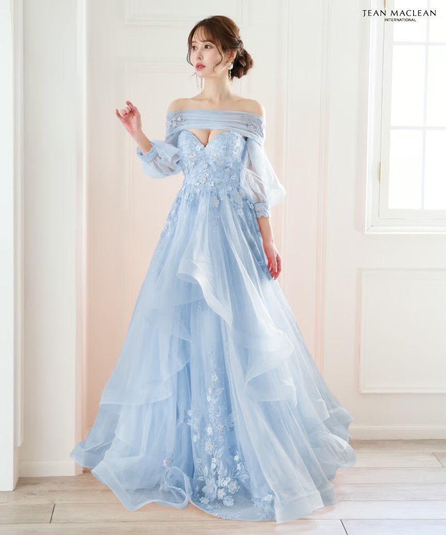 Jean Maclean 水色フリルマーメイドドレス Mサイズ Jean Maclean 水色