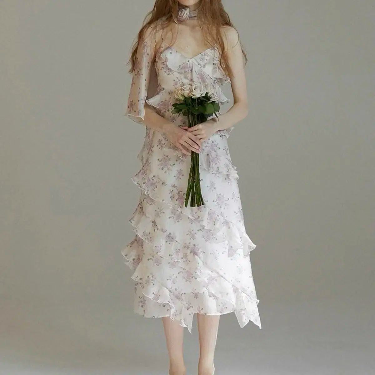 【Since Then】グリーン フローラル ロングドレス 0707122950_5b4033ae4d8c7.jpg