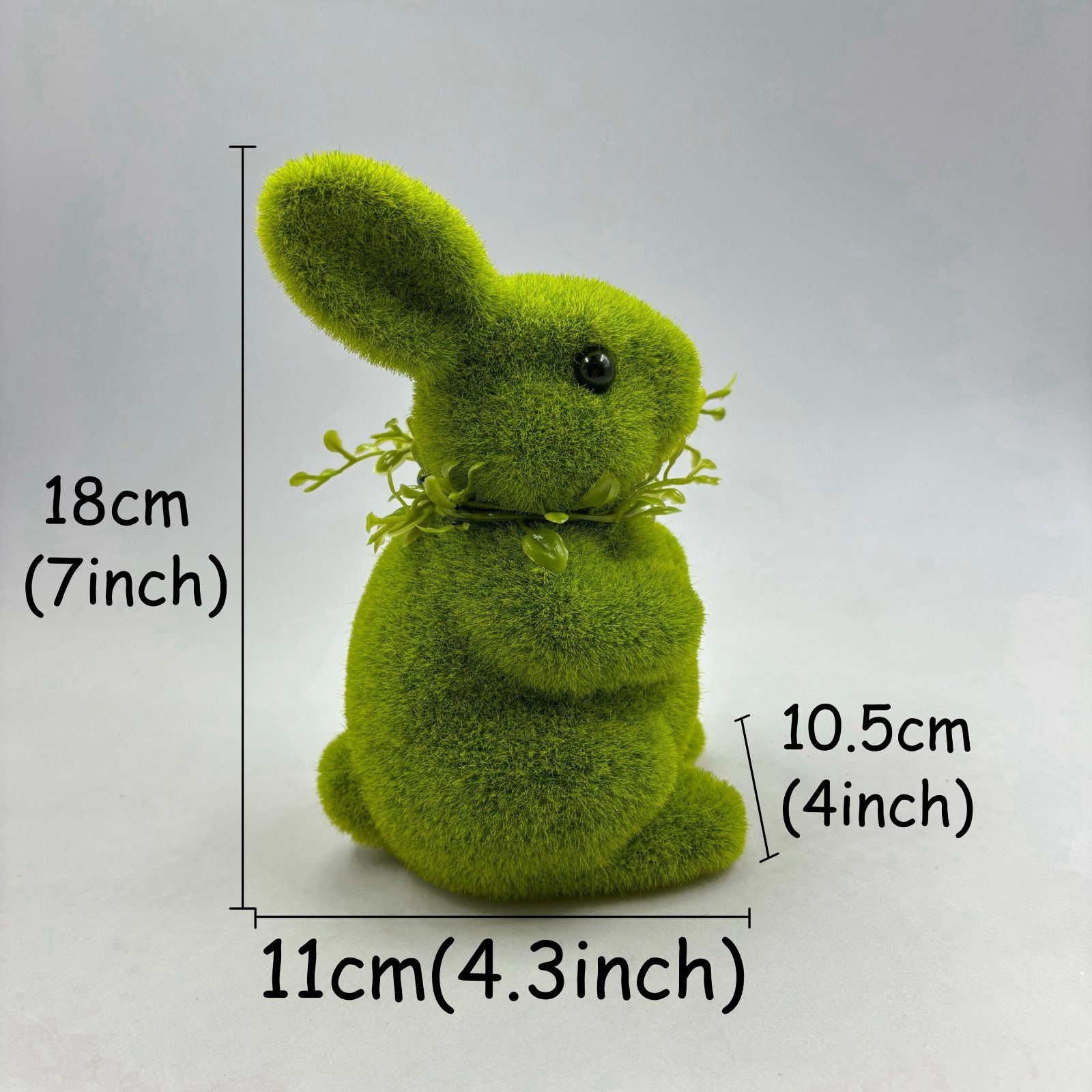 うさぎ フィギュア 置物 リボン 18cm グリーン フォーム素材