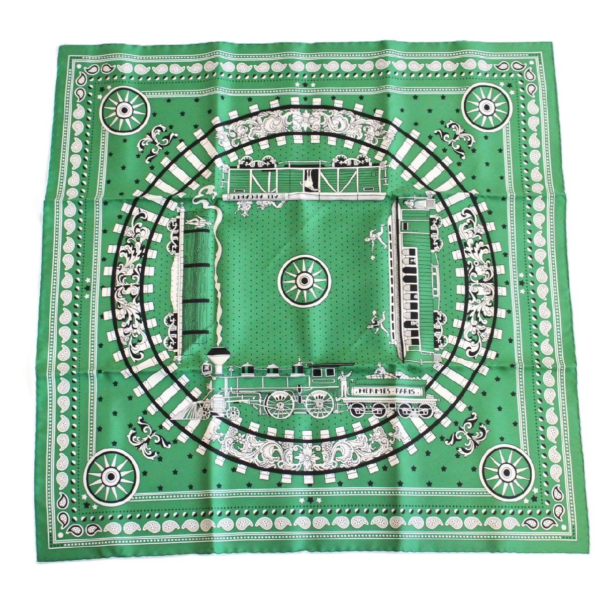 美品★エルメス　HERMES オールアボード　バンダナスカーフ 55 エルメス カレ55 バンダナ ALL ABOARD! オールアボード