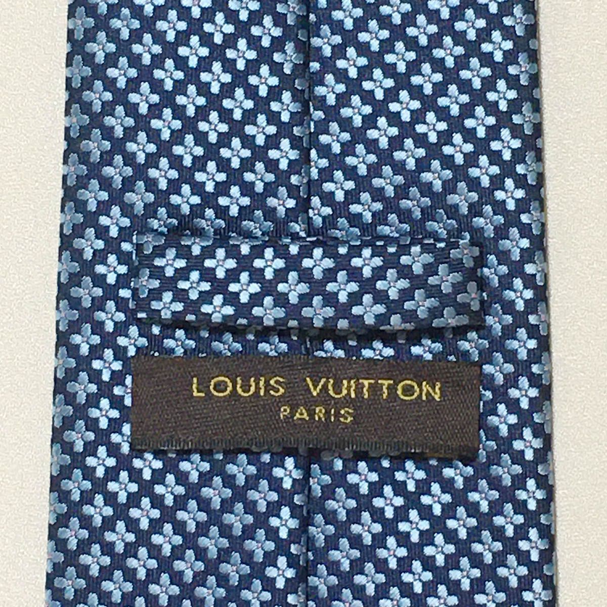 美品 ルイヴィトン Louis Vuitton ネクタイ シルク100% ネイビー