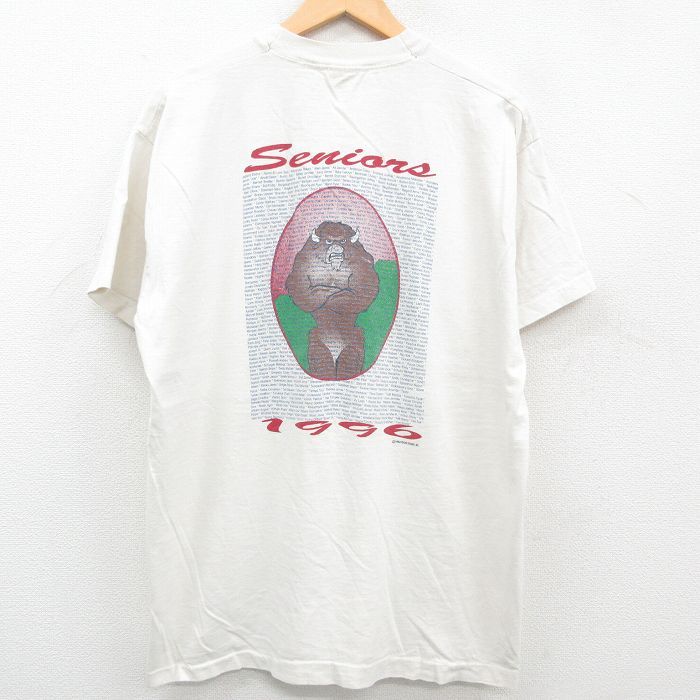 XL/古着 半袖 ビンテージ Tシャツ メンズ 90s バイソン 大きいサイズ コットン クルーネック 白系 ホワイト 23jun23 中古