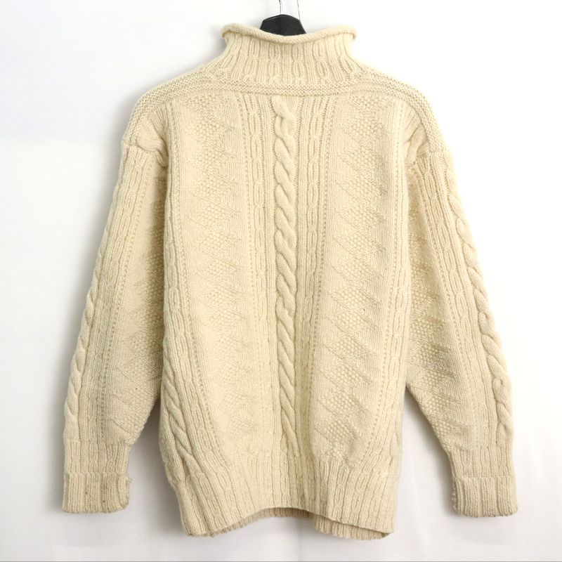 GQ1899◇RRL : 90's 三ッ星 ウールニットセーター◇M◇ベージュ系 90s vintage RALPH LAUREN フィッシャーマン タートルネック