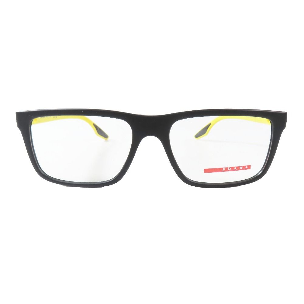 PRADA プラダ 眼鏡 アイウェア フルリム プラスチックフレーム スクエア型 VPS 02O 08W-1O1 ブラック イエロー55□17 メンズ 古着