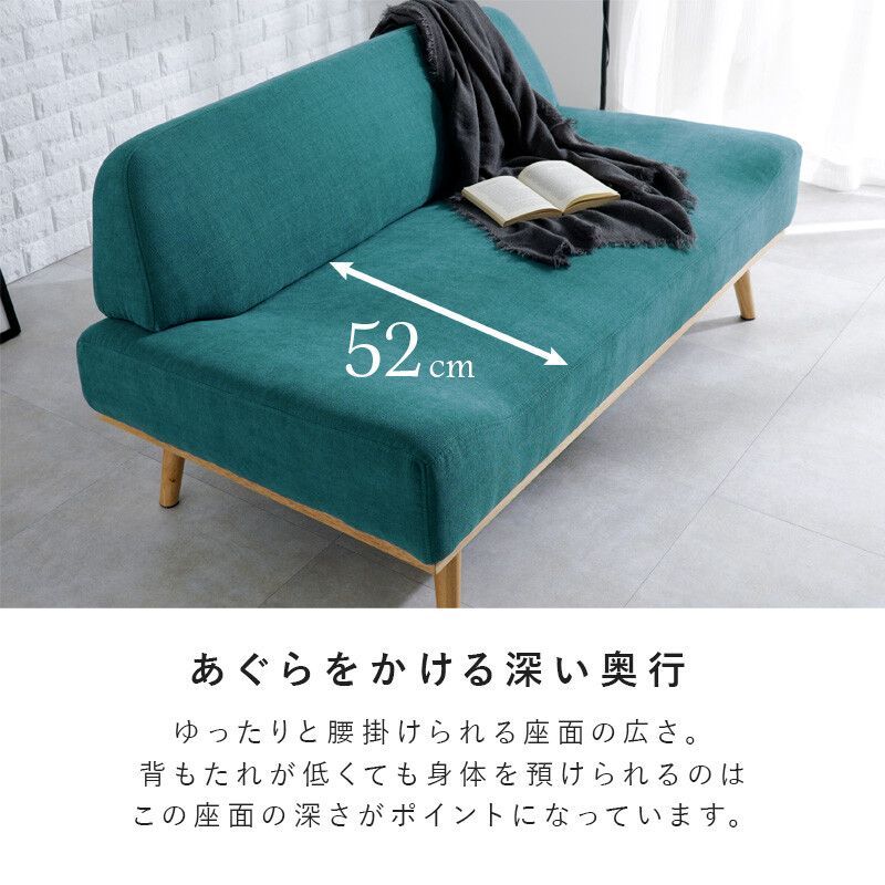 新品未使用】自社無料配送 ソファベッド ネイビー 2人掛 クッション2個