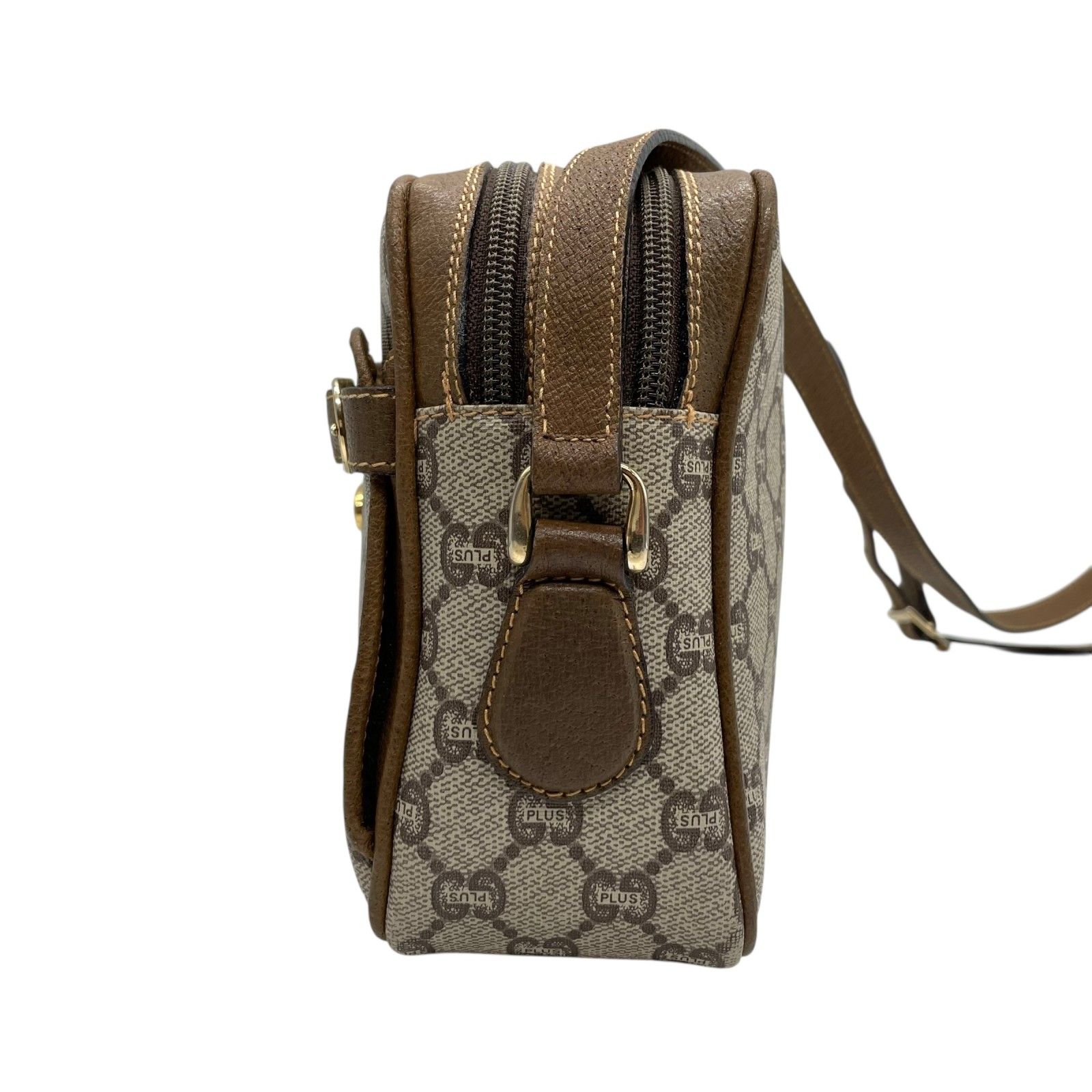 グッチ ダブルファスナー ショルダーバッグ 斜め掛け ゴールド金具