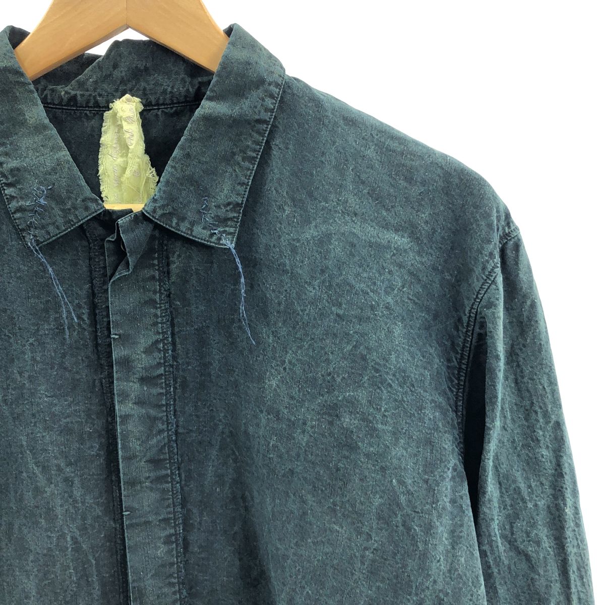 COTTLE コトル × CASANOVA-CO 別注 LEAF VEIN TAILOR MADE SHIRT 製品染め シルク ヘンプ混 テイラーメイドシャツ 0 VERDURE INDIGO グリーン系 メンズ