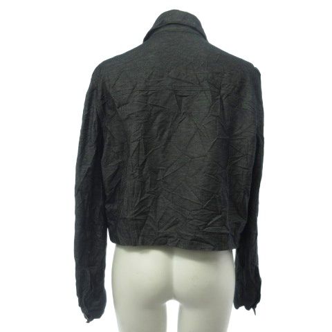 ワイズ Y s シワ加工 シャツ ジャケット クロップド ブラック 黒 2 WWW_NOITHATQUANGTHANH_NET