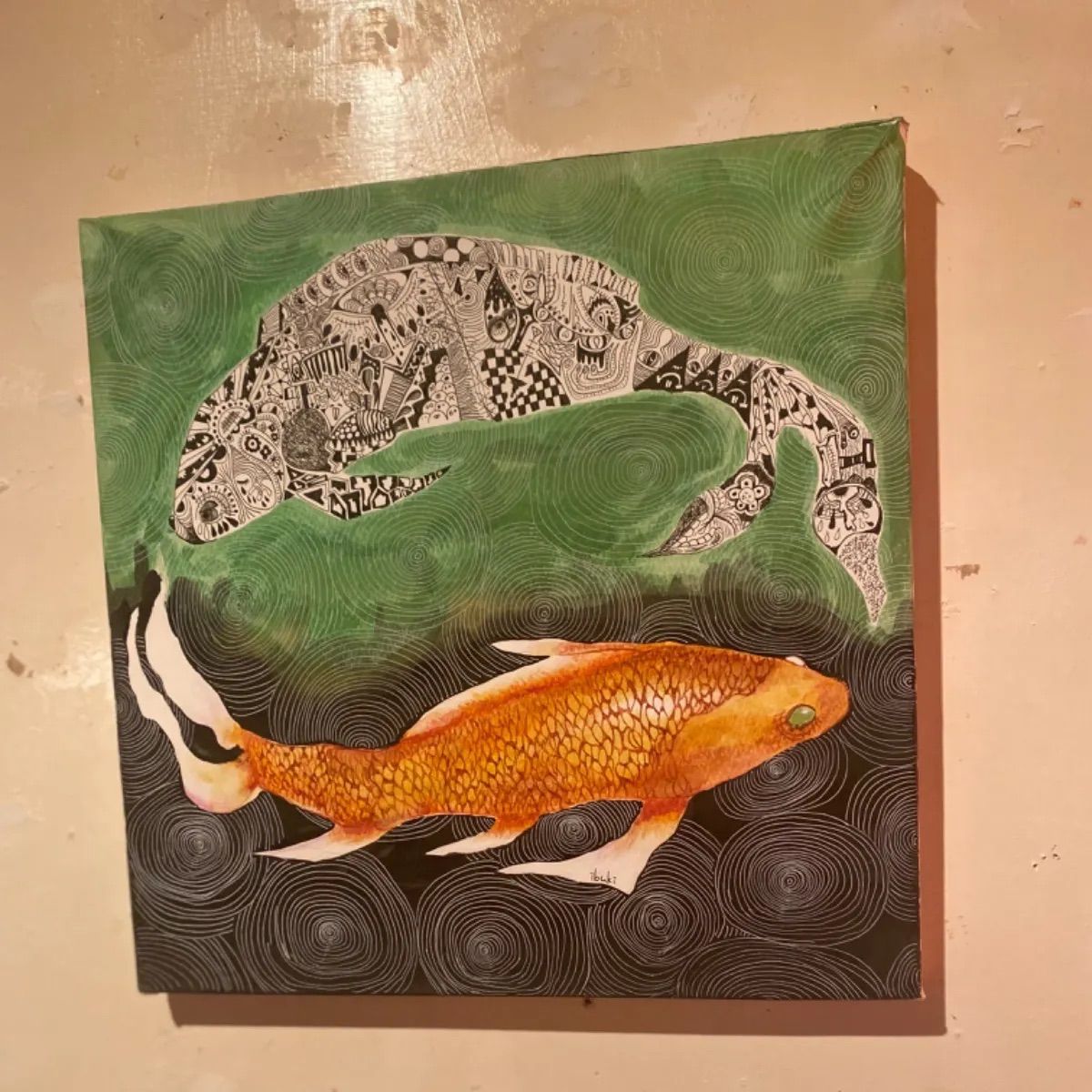 輪廻 錦鯉 金魚 水彩画 細密 手描きイラスト - メルカリ