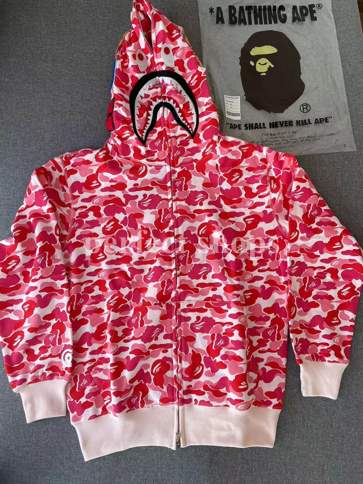 ⭐大人氣 ⭐A BATHING APE アベイシングエイプ ファッション メンズ レディース ピンクシャークパーカー 男女兼用