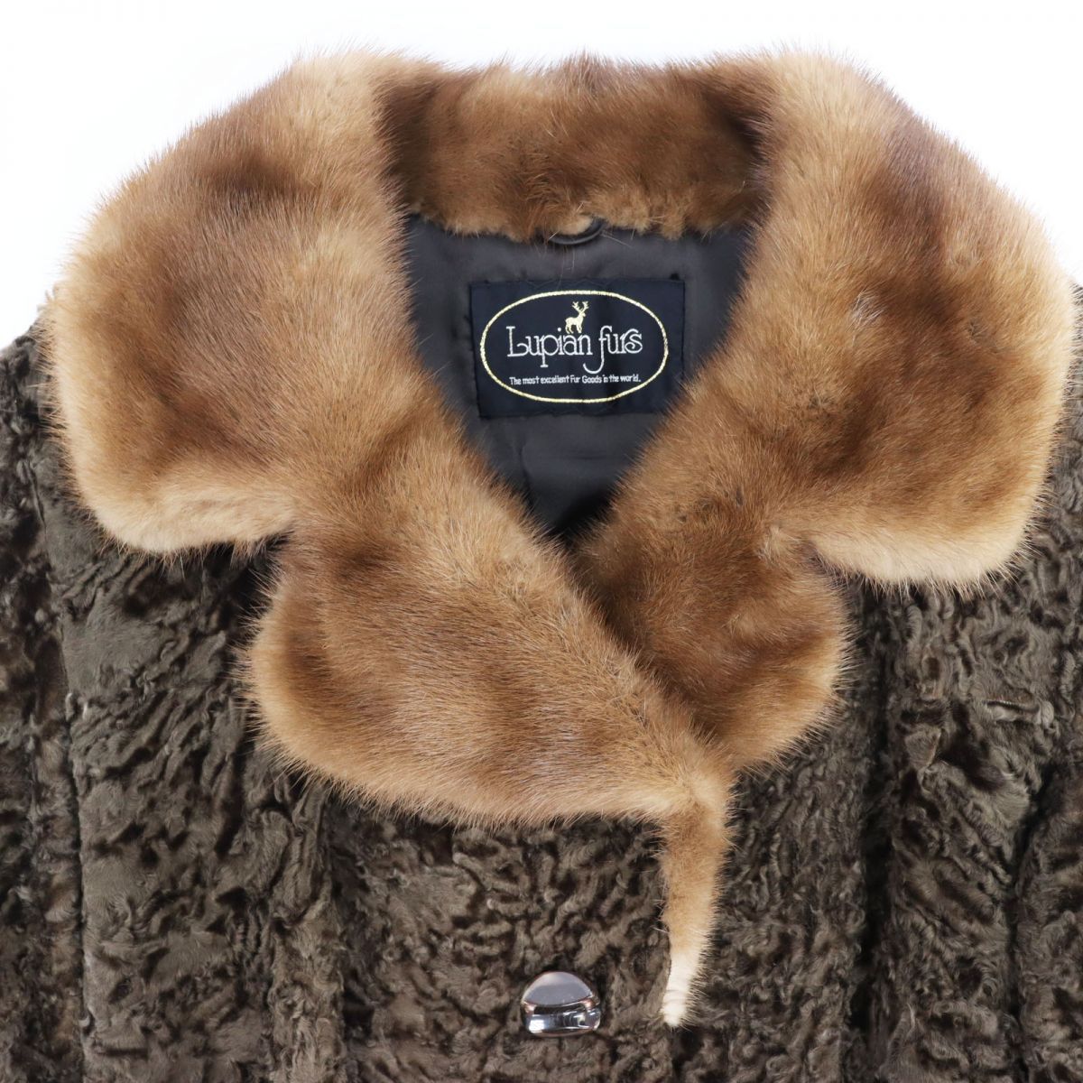 美品○LUPIAN FUR ルピアンファー MINK 襟ミンク×カルガンラムファー 