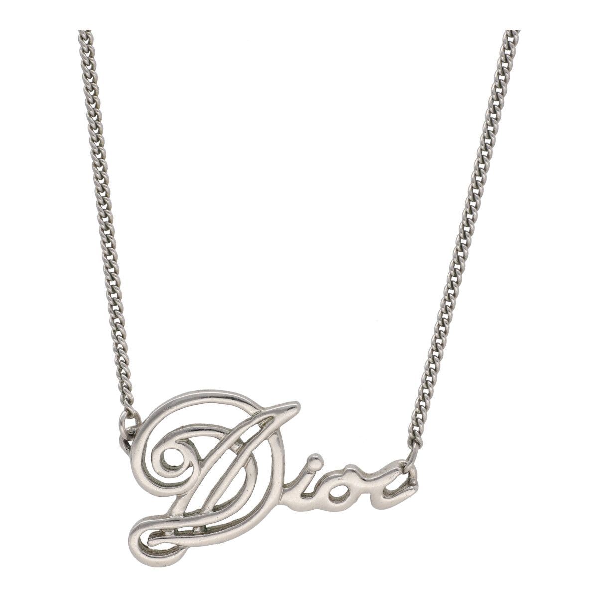 中古】 Dior ディオール ロゴ チェーンネックレス シルバー