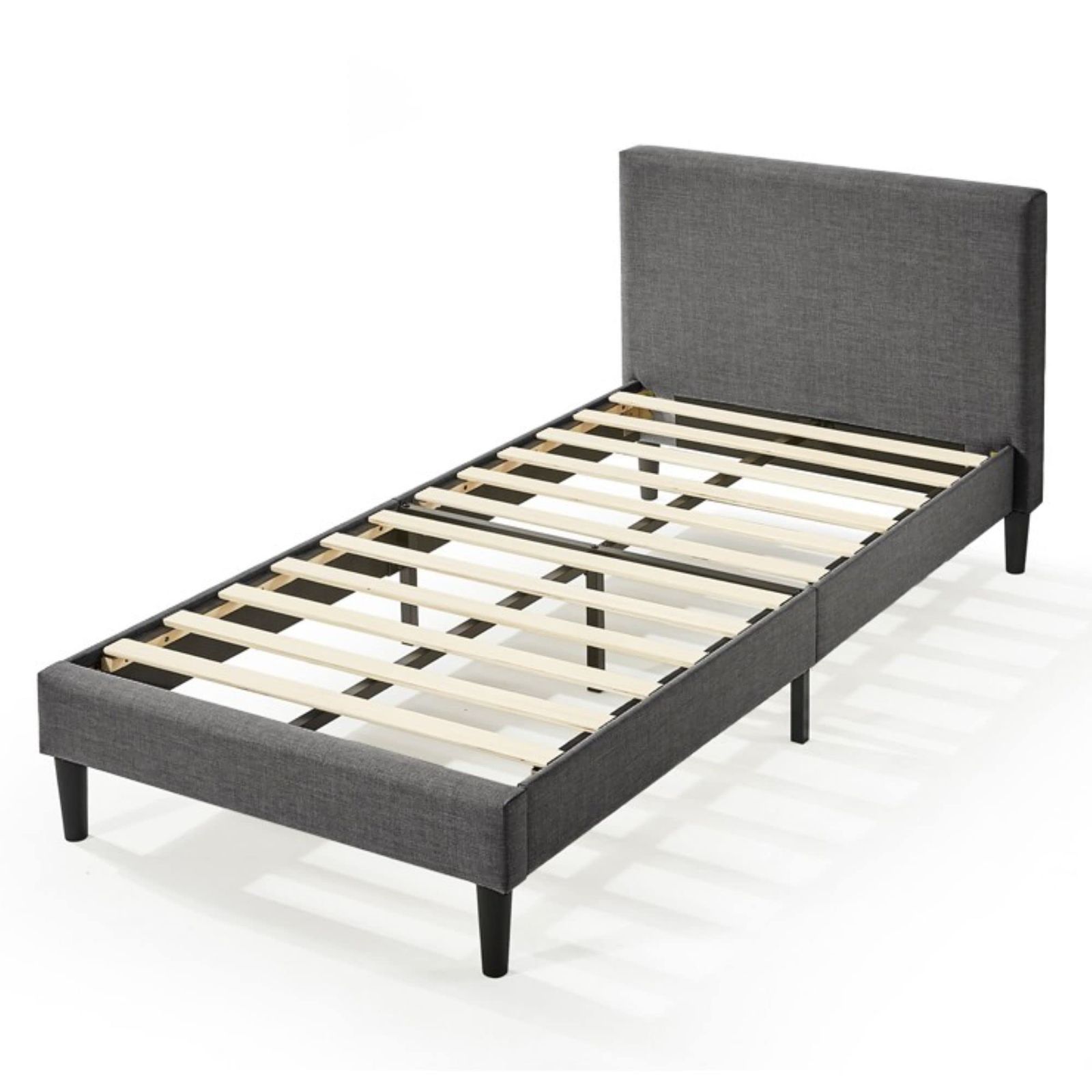 数量 シングル Nelly Upholstered Platform OPPダークグレー ベッドフレーム 木製 すのこ 静音 布張り 耐久性 布張り 通気性 ヘッドボード | ベッド 組み立て簡単 ZINUS 工具付き ジヌス | 日本正規品 FPPPL