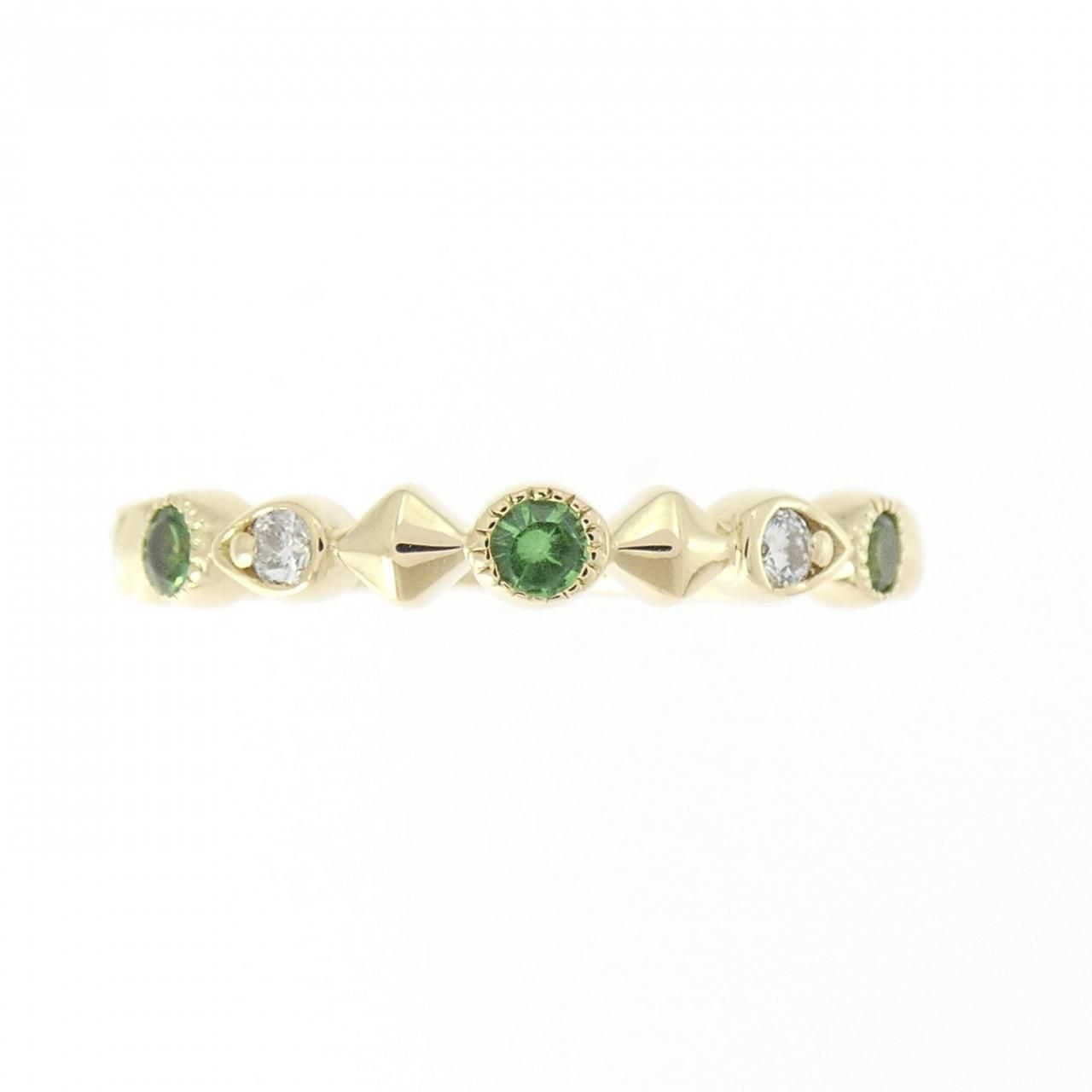 K18YG グリーンガーネット ダイヤモンド リング 0.71ct D0.21ct