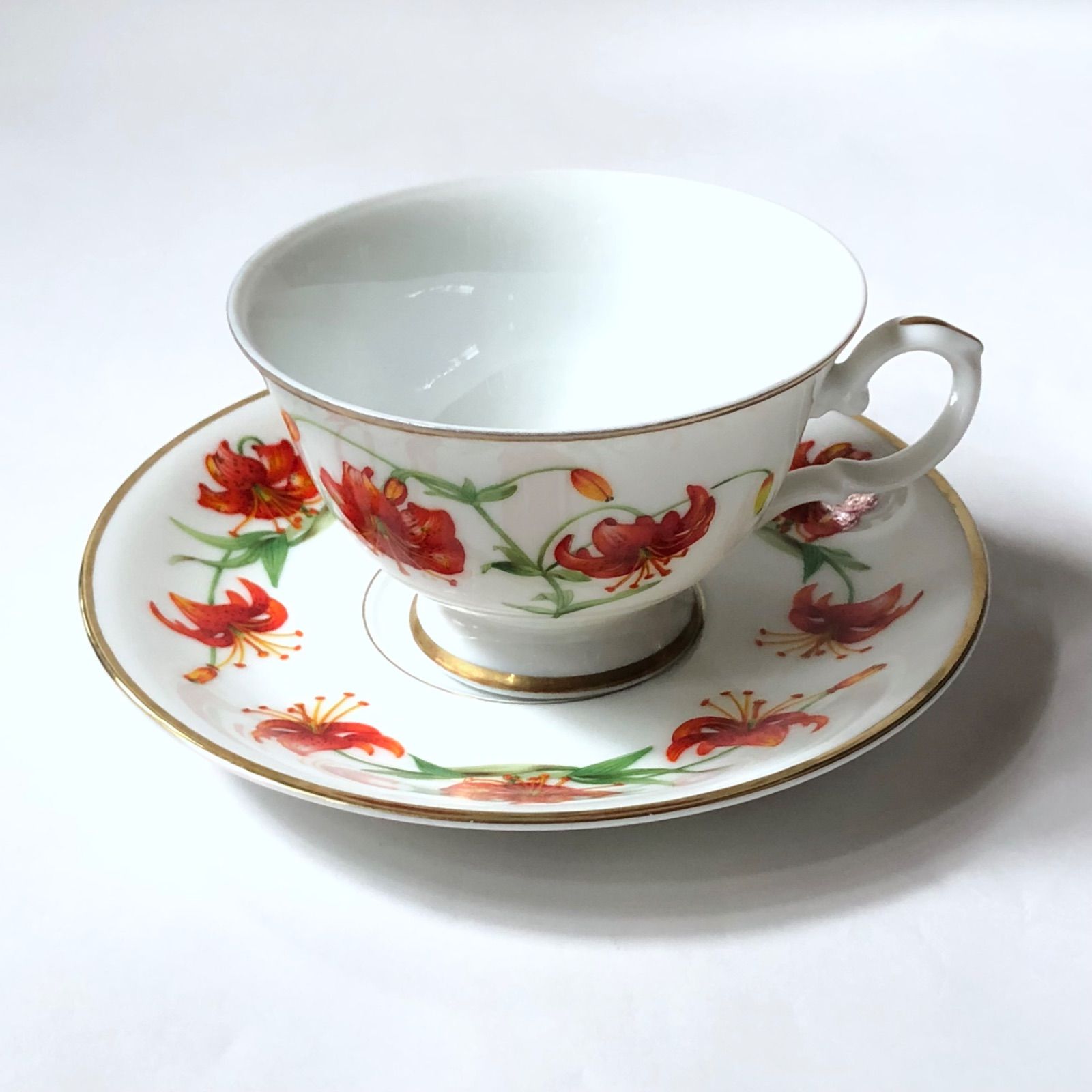 ♦️セール【美品/12個】シンブル オランダの花 フランクリン・ポーセリン フランクリン ポーセリン 「オランダの花 」カップ＆ソーサー 12客